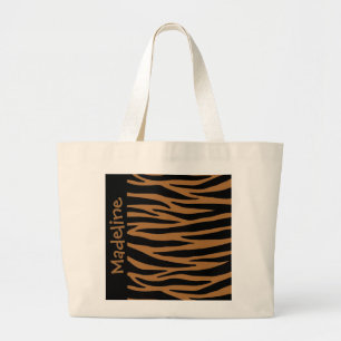 Personalise Brown Zebra Stripes Tote Bag