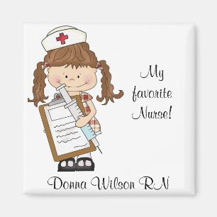 Personalise Brunette Nurse Gifts! Magnet