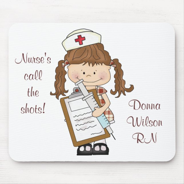 Personalise Brunette Nurse Gifts! Mouse Pad (Front)