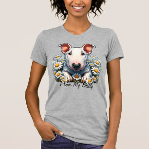 Personalise Bull Terrier in Daisies T-Shirt