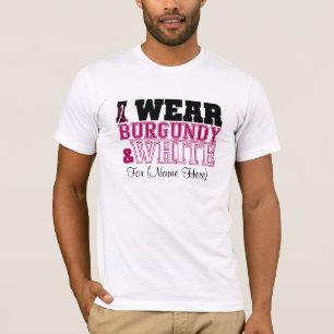 Personalise Burgundy & White Head Neck Cancer T-Shirt