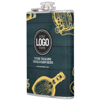 Personalise Business Dark Green Brewery Theme Hip Flask