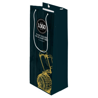 Personalise Business Dark Green Brewery Theme Wine Gift Bag