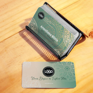 Personalise Business Logo Elegant Green Yoga Card