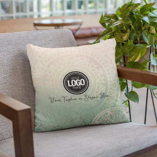 Personalise Business Logo   Elegant Green Yoga Cushion