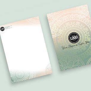 Personalise Business Logo Elegant Green Yoga Custom Letterhead