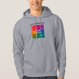 Personalise Business Logo Front Design Men's Grey Hoodie