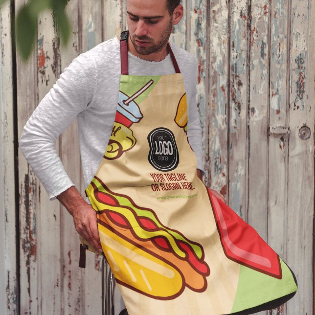 Personalise Business Logo | Hamburger Hotdog Theme Apron (Creator Uploaded)