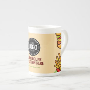Personalise Business Logo Hamburger Hotdog Theme Bone China Mug