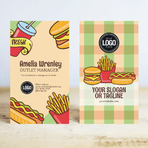 Personalise Business Logo   Hamburger Hotdog Theme Business Card