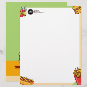 Personalise Business Logo Hamburger Hotdog Theme Custom Letterhead