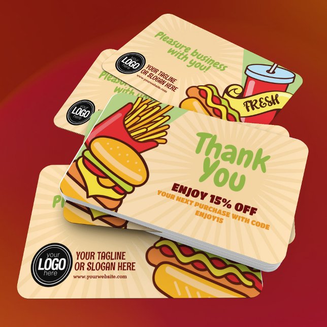 Personalise Business Logo | Hamburger Hotdog Theme Discount Card (Creator Uploaded)