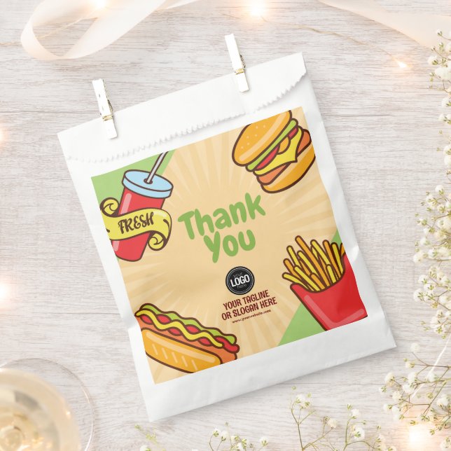 Personalise Business Logo | Hamburger Hotdog Theme Favour Bag (Clipped)