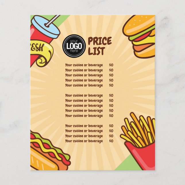 Personalise Business Logo | Hamburger Hotdog Theme Flyer (Front)