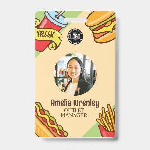 Personalise Business Logo   Hamburger Hotdog Theme ID Badge
