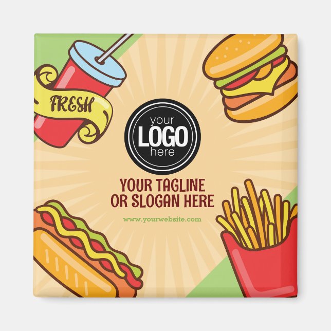 Personalise Business Logo | Hamburger Hotdog Theme Magnet (Front)