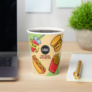 Personalise Business Logo Hamburger Hotdog Theme Paper Cups