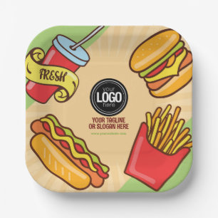 Personalise Business Logo   Hamburger Hotdog Theme Paper Plate