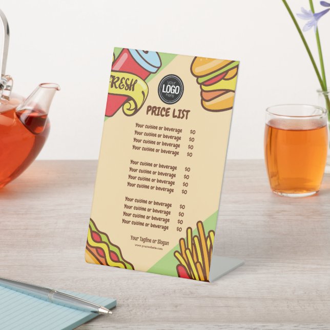 Personalise Business Logo | Hamburger Hotdog Theme Pedestal Sign (In SItu)