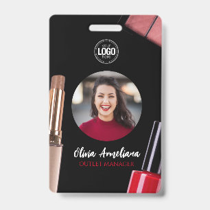 Personalise Business Modern Makeup Company ID Badge