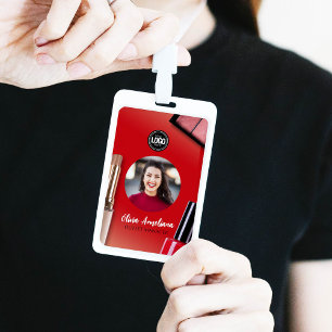 Personalise Business Modern Makeup Company ID Badge