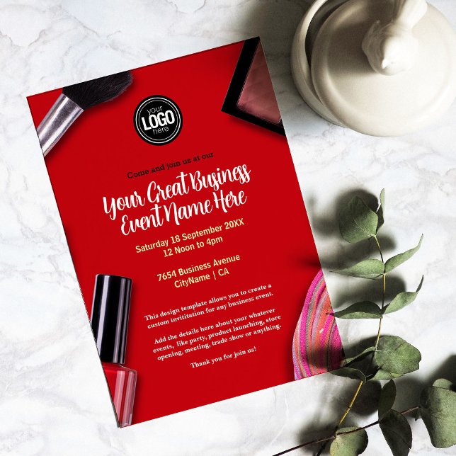 Personalise Business | Modern Makeup Company Invitation (Creator Uploaded)