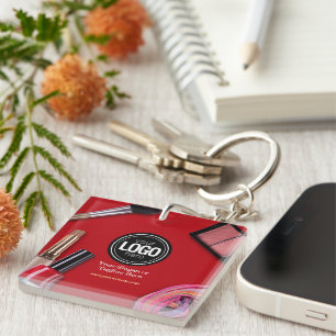 Personalise Business   Modern Makeup Company Key Ring