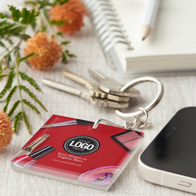 Personalise Business | Modern Makeup Company Key Ring (Front Right)