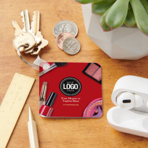 Personalise Business Modern Makeup Company Key Ring