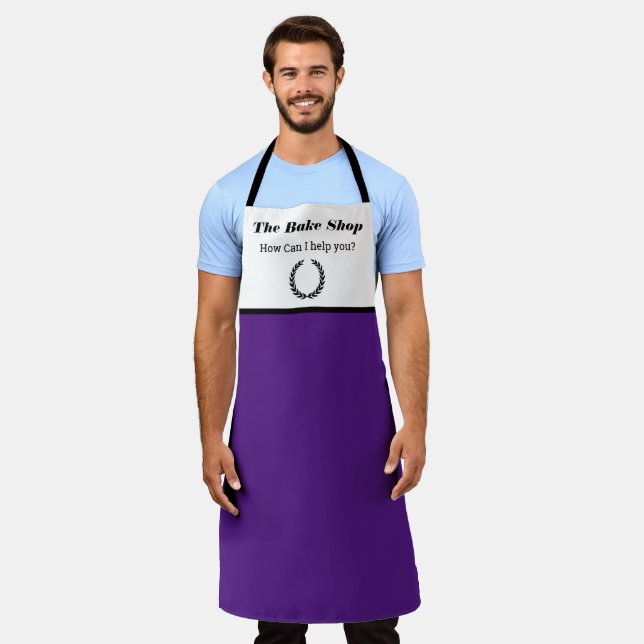 Personalise Business Name Add Image Purple  Apron (Worn)