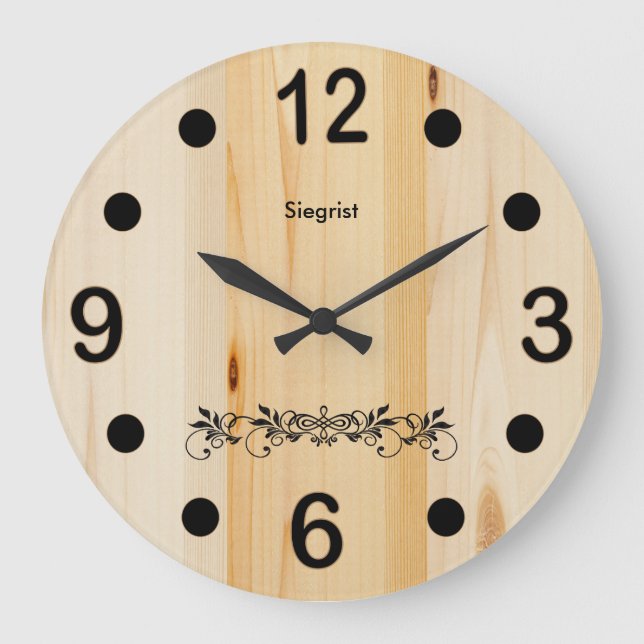 Personalise Butcher Block Wood Large Clock (Front)