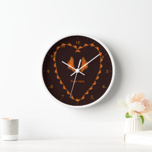 Personalise Butterflies love in heart shape  Clock