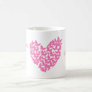 personalise butterfly heart pink mug