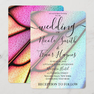 Personalise: Butterfly Wing Texture Wedding Invitation
