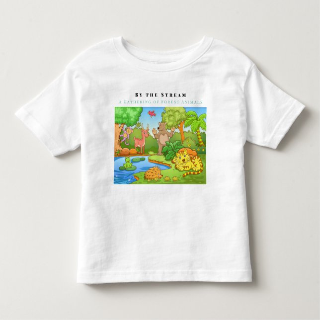 Personalise By The Stream Gathering Forest Animals Toddler T-Shirt (Front)