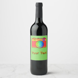 Personalise Camera Design Brt Green Wine Label