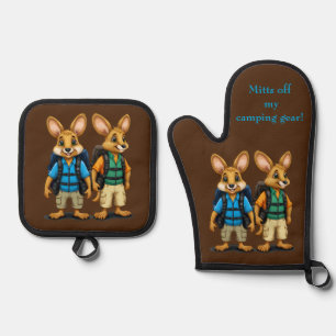 Personalise Camping Gear Edit Name Witty Pun Oven Mitt & Pot Holder Set