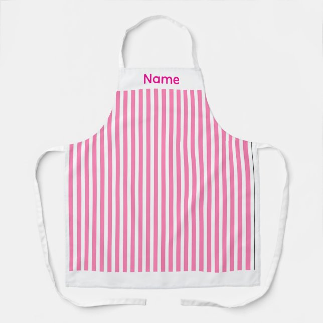 Personalise Candy Stripe Pink Apron (Front)