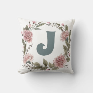 Personalise Carnation Floral Wreath Pillow