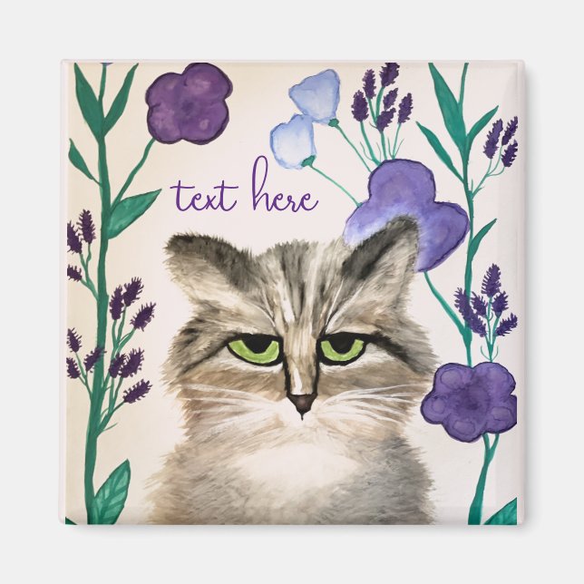 Personalise Cat Art Magnet (Front)