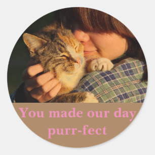 Personalise Cat birthday thankyou Classic Round Sticker