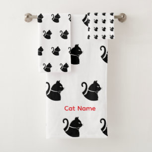 Personalise Cat Lovers Gift Bath Towel Set