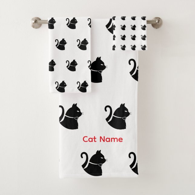 Personalise Cat Lovers Gift  Bath Towel Set (Insitu)
