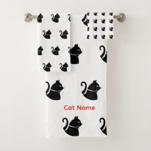 Personalise Cat Lovers Gift Bath Towel Set