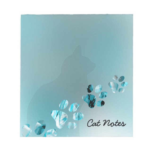 Personalise Cat Paw Prints For Cat Lovers Notepad (Front)