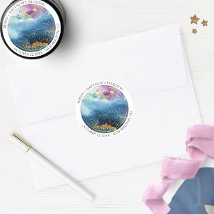 Personalise, Celestial Theme Favour / Envelope Sea Classic Round Sticker