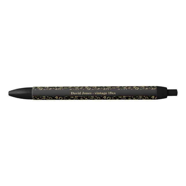 Personalise Centenarian, 40th Birthday Favour Gift Black Ink Pen (Front)