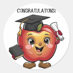 Personalise change Text to Name apple graduation Classic Round Sticker
