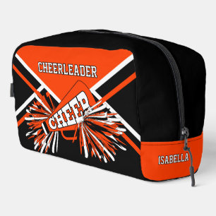 Personalise Cheerleader Orange, Black, White Dopp Kit