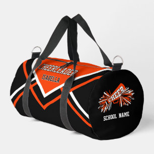 Personalise Cheerleader   Orange, Black, White Duffle Bag